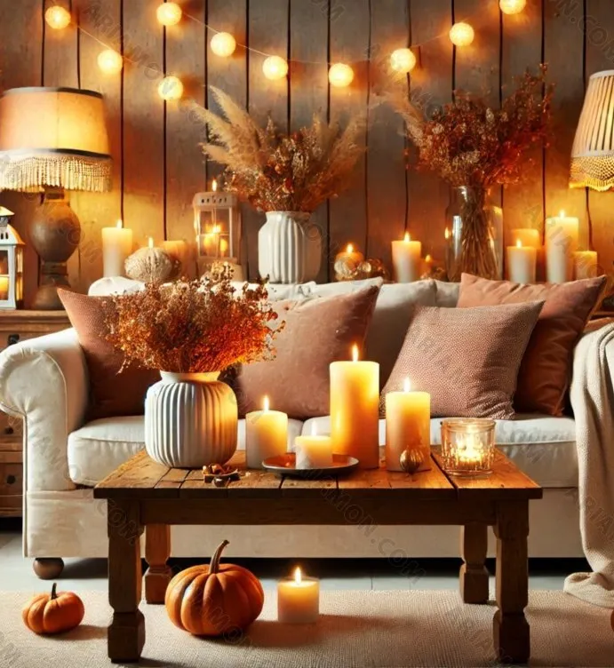 دکور پاییزی با شمع؛ ترکیب گرما، رنگ و رایحه در خانه