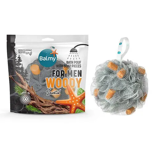 لیف حمام توری بالمی حاوی صابون با رایحه چوب