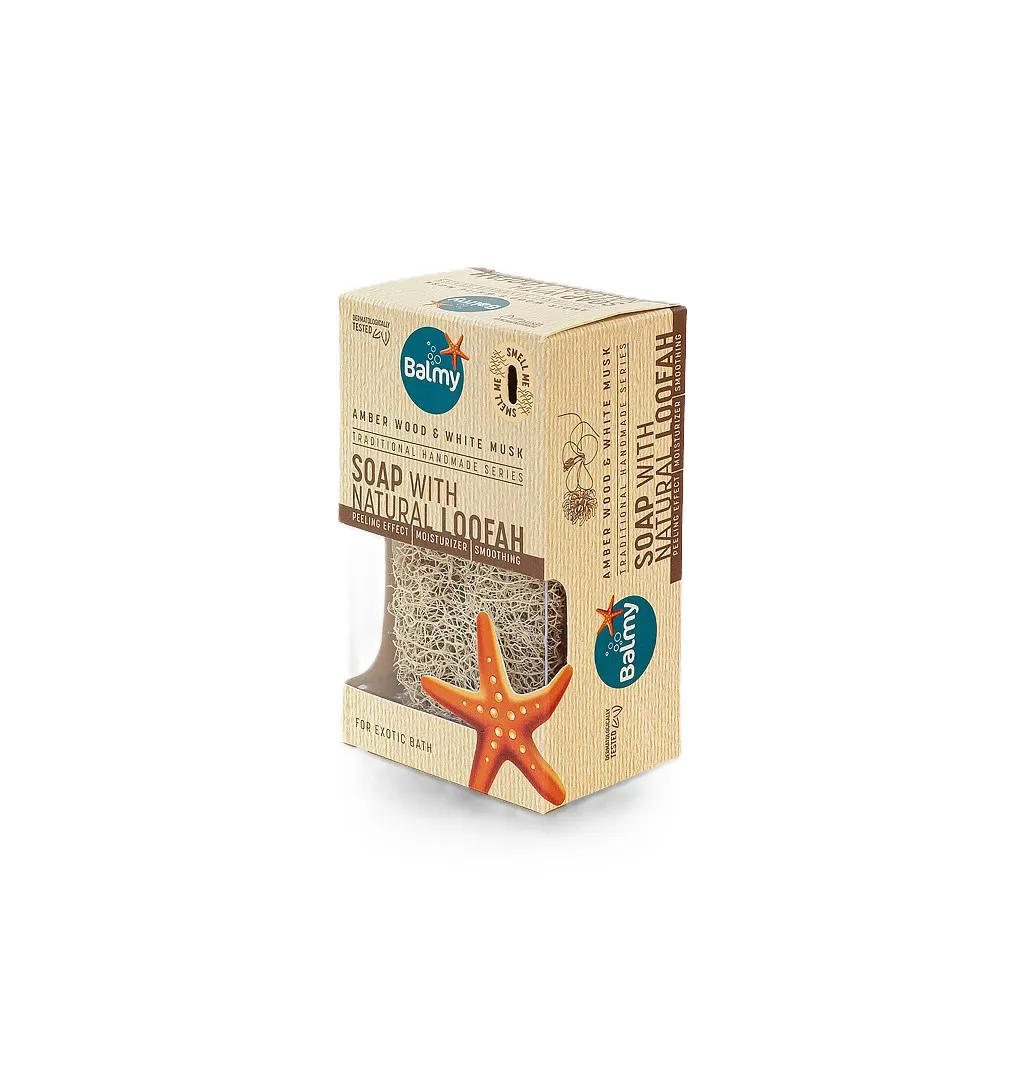صابون گیاهی لایه بردار بالمی با رایحه چوب و ماسک سفید